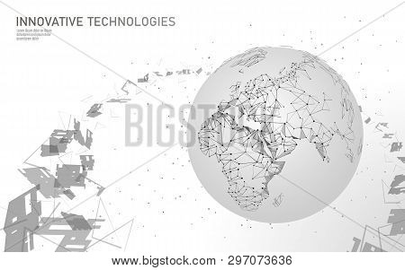 Low Poly Planet Earth Space Debris. Environmental Atmosphere Waste Artificial Metal Satellite Pollut