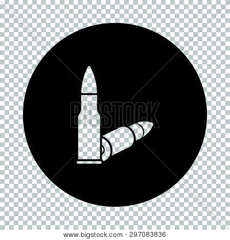 Rifle Ammo Icon. Subtract Stencil Design On Tranparency Grid. Vector Illustration.