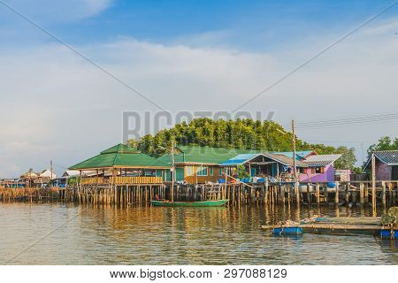 Chanthaburi, Thailand: April 15, 2019 Scenery Of Fishing Village (the No-land Village) On April 15,2