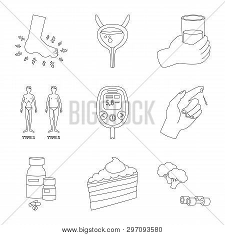 Vector Design Of Mellitus And Diabetes Sign. Collection Of Mellitus And Diet Stock Symbol For Web.