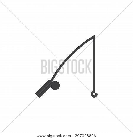 Fishing Rod Vector Icon. Filled Flat Sign For Mobile Concept And Web Design. Fishing And Hunting Equ
