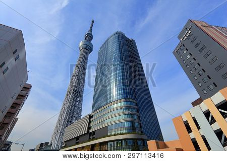 Tokyo, Japan - November 30, 2016: Skytree Tower In Tokyo, Japan. The 634m Tall Tv Tower Is The 2nd T