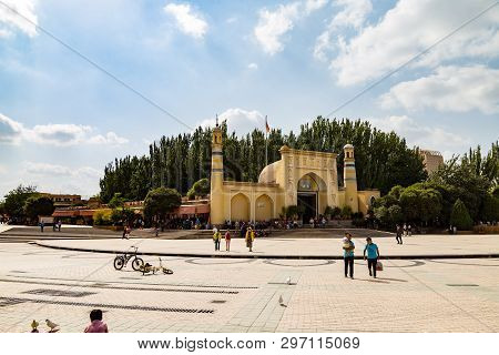 Aug 2017, Kashgar, Xinjiang, China: View Of Id Kah Mosque, The Most Famous Attractions In Kashgar An