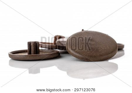 Lot Of Whole Brown Plast Plugs Work Item Isolated On White Background