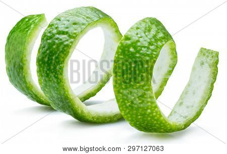 Lime fruit peel isolated on the white background.