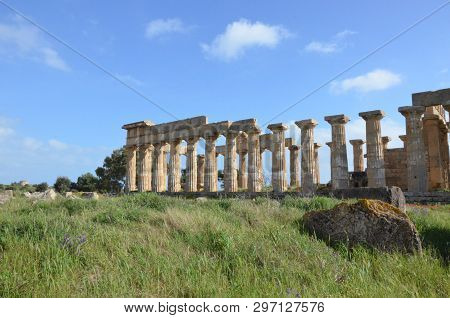 Selinunte, Sicily. Temple Of Hera, Ancient Greek Ruins In Italy, Doric Architecture.
