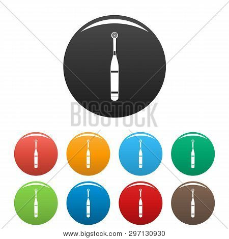 Brand Electric Toothbrush Icons Set 9 Color Vector Isolated On White For Any Design
