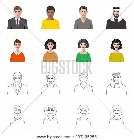 Vector Design Of Hairstyle And Profession  Icon. Set Of Hairstyle And Character  Stock Vector Illust