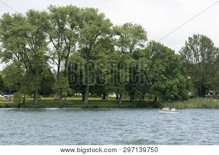 A View Of Lake Tegernsee In Germany On A Cloudy Summer Day