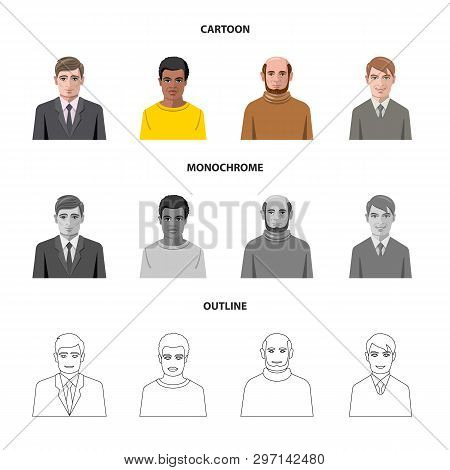 Vector Design Of Hairstyle And Profession  Logo. Set Of Hairstyle And Character  Vector Icon For Sto