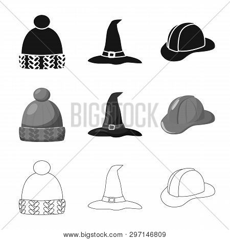 Vector Design Of Clothing And Cap Icon. Set Of Clothing And Beret Vector Icon For Stock.