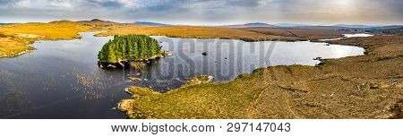 Aerial View Of Loch Mhin Leic Na Leabhar - Meenlecknalore Lough - Close To Dungloe In County Donegal
