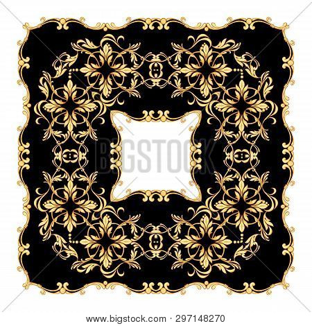 Golden Baroque Frame. Square Compozition With Golden Elements
