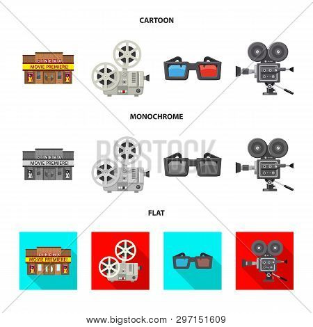 Vector Design Of Television And Filming Icon. Set Of Television And Viewing Vector Icon For Stock.