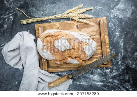 Fresh Homemade Crisp Bread, Top View. French Bread. Bread At Leaven. Unleavened Bread