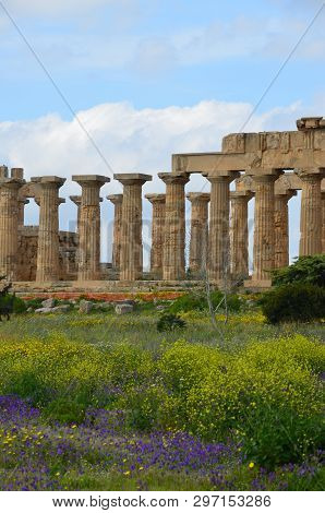Selinunte, Sicily. Temple Of Hera, Ancient Greek Ruins In Italy, Doric Architecture.