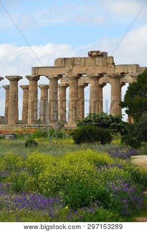 Selinunte, Sicily. Temple Of Hera, Ancient Greek Ruins In Italy, Doric Architecture.