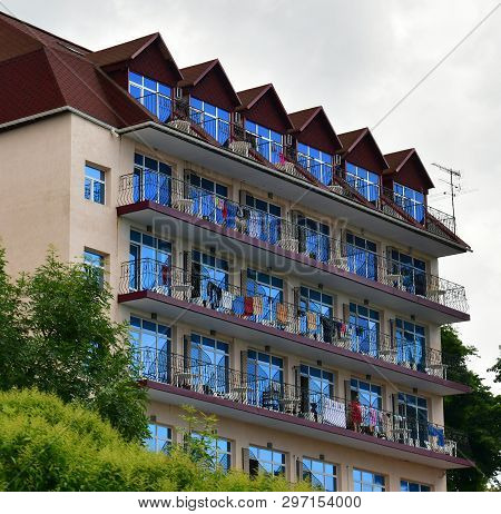 View Of A Guest House In Khostinsky District Of Sochi, Russia