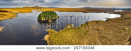 Aerial View Of Loch Mhin Leic Na Leabhar - Meenlecknalore Lough - Close To Dungloe In County Donegal