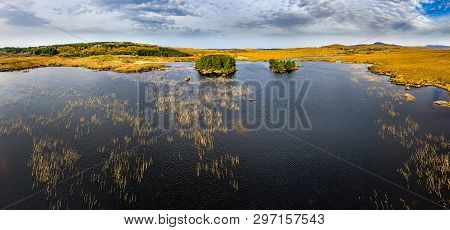 Aerial View Of Loch Mhin Leic Na Leabhar - Meenlecknalore Lough - Close To Dungloe In County Donegal