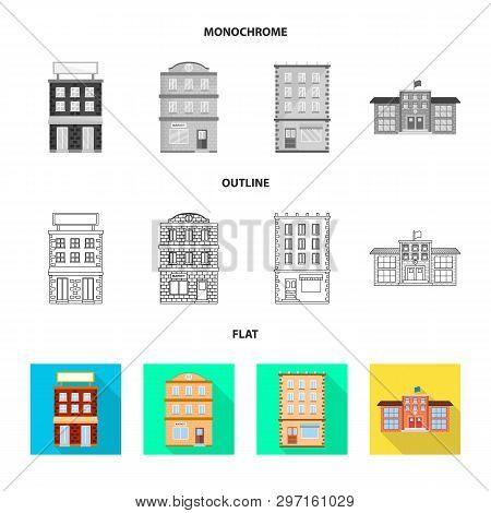 Vector Design Of Municipal And Center Sign. Set Of Municipal And Estate   Stock Vector Illustration.