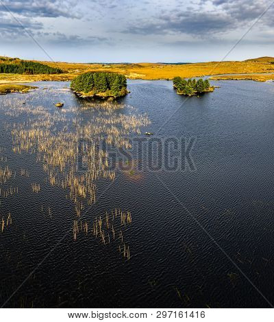 Aerial View Of Loch Mhin Leic Na Leabhar - Meenlecknalore Lough - Close To Dungloe In County Donegal