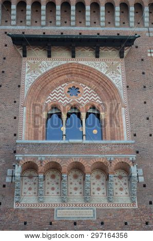 Sforza Castle Xv Century (castello Sforzesco) In Milan Lombardy Italy