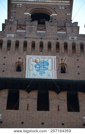 Sforza Castle Xv Century (castello Sforzesco) In Milan Lombardy Italy