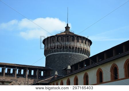 Sforza Castle Xv Century (castello Sforzesco) In Milan Lombardy Italy