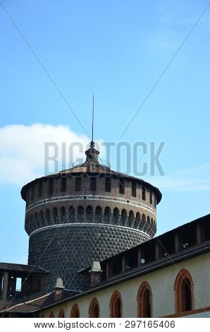 Sforza Castle Xv Century (castello Sforzesco) In Milan Lombardy Italy