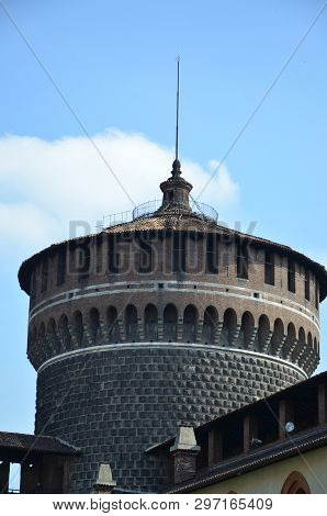 Sforza Castle Xv Century (castello Sforzesco) In Milan Lombardy Italy