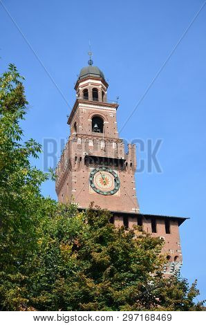 Sforza Castle Xv Century (castello Sforzesco) In Milan Lombardy Italy