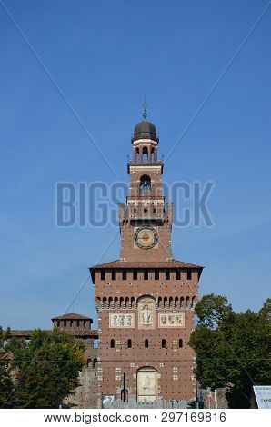 Sforza Castle Xv Century (castello Sforzesco) In Milan Lombardy Italy