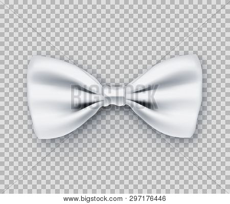 Sparkling White Bow Tie From Satin Material. Wedding Ceremony Accessory For Groom And Best Man Isola