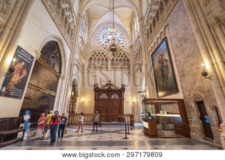 Burgos, Spain - October 4, 2016: Interior Of Famous Landmark Burgos Gothic Cathedral On September 4,
