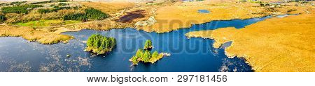 Aerial View Of Loch Mhin Leic Na Leabhar - Meenlecknalore Lough - Close To Dungloe In County Donegal