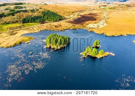 Aerial View Of Loch Mhin Leic Na Leabhar - Meenlecknalore Lough - Close To Dungloe In County Donegal