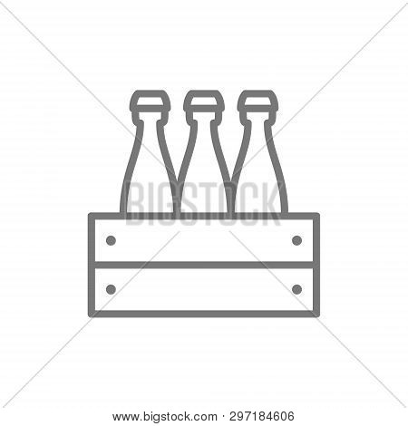 Vector Pack Of Beer Bottles Line Icon.