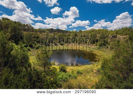 Round Lake Geologic Formation In Cuenca Province, Castilla La Mancha, Spain.