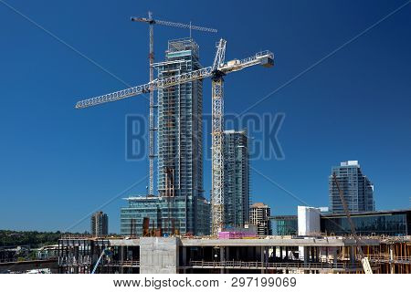 New Construction Of High-rise Buildings In Burnaby City, Industrial Construction Site, Construction 