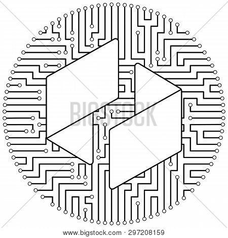Ubiq - Cryptocurrency Coin. Vector Thin Line Design Single Isolated Icon. Lineart Illustration On Wh