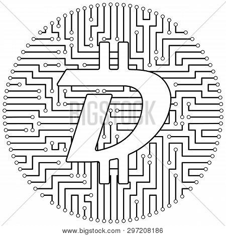 Digibyte - Cryptocurrency Coin. Vector Thin Line Design Single Isolated Icon. Lineart Illustration O