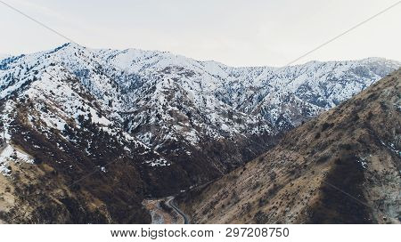 Vahdat District Beautiful View From The Aircraft To The Mountains In Tashkent, China And Kirgistan, 