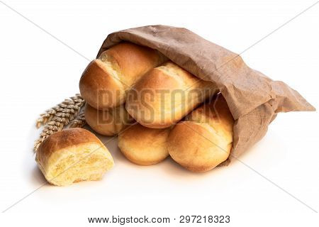 Mini  Brioche Bun In Paper Bag Isolated On White