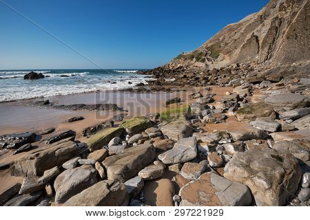 Barrika Coastline In Bilbao, Basque Country, Spain.