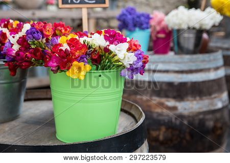 Photo Of Flower Bazaar For Graphic And Web Design, For Website Or Mobile App.