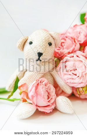 Newborn. Baby Accessories On A Light Background. Selective Focus.