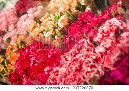 Photo Of Flower Bazaar For Graphic And Web Design, For Website Or Mobile App.