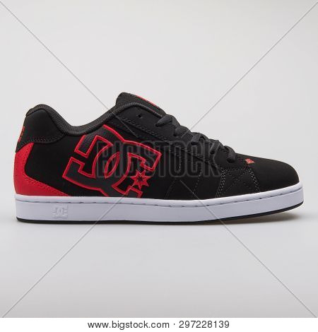 Vienna, Austria - August 7, 2017: Dc Net Black And Red Sneaker On White Background.