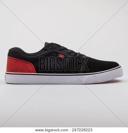 Vienna, Austria - August 7, 2017: Dc Tonik Black And Red Sneaker On White Background.